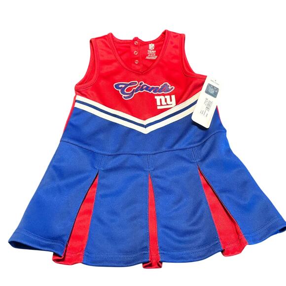 NY Giants Toddler Cheerleader Dress 4T NWT NFL Team Apparel Red Blue - Picture 1 of 5